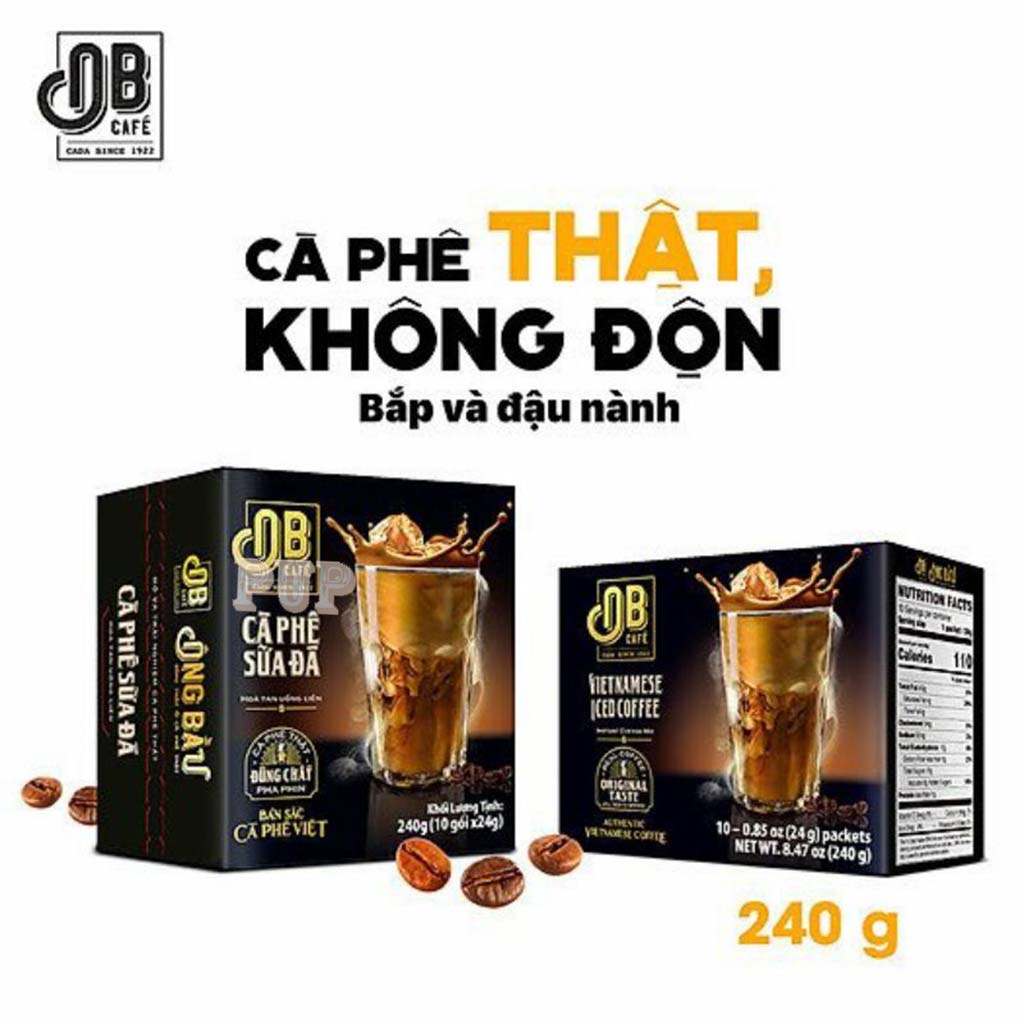 [Hộp 10 Gói 24g]Cà Phê Sữa Đá Ông Bầu, cà phê ob, ob cafe-TUH Store