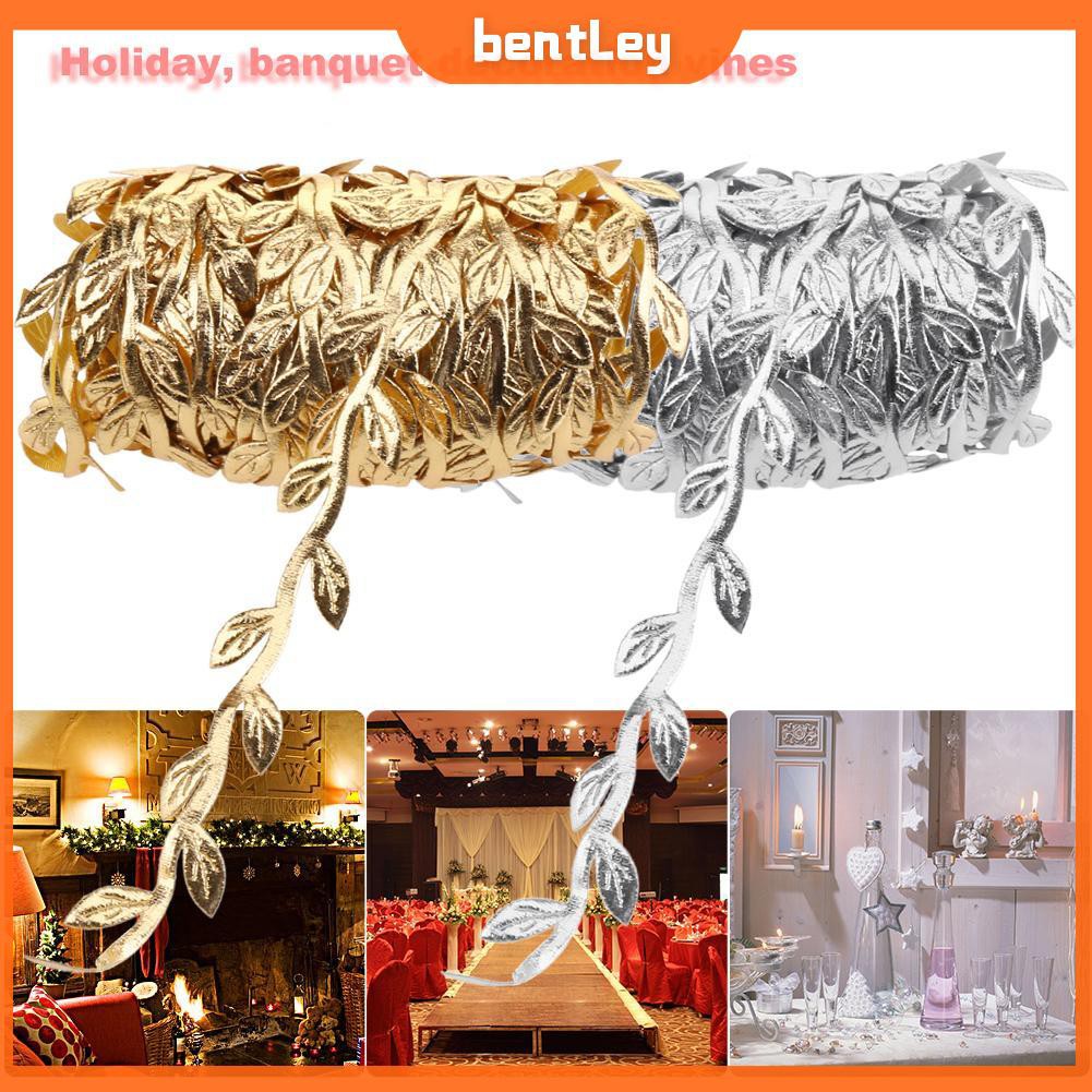 [IN STOCK/BEN] 10m Nature Leaf Artificial Vine Leaves Wedding Decor Gold Silver Foliage