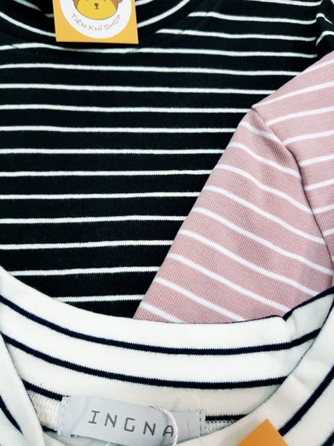 Áo thun tay dài kẻ sọc cổ cao phom croptop ôm body BS05