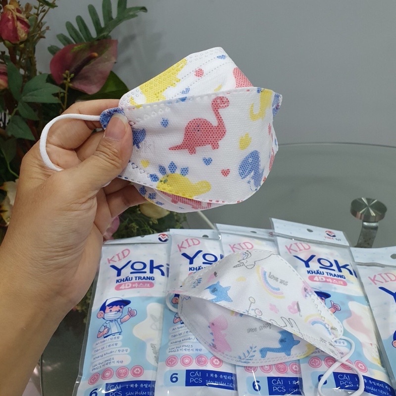 [YOKI] Khẩu Trang 4D Trẻ Em Yoki KF94 Công nghệ Hàn Quốc - Họa tiết xinh cho bé 4-10 tuổi