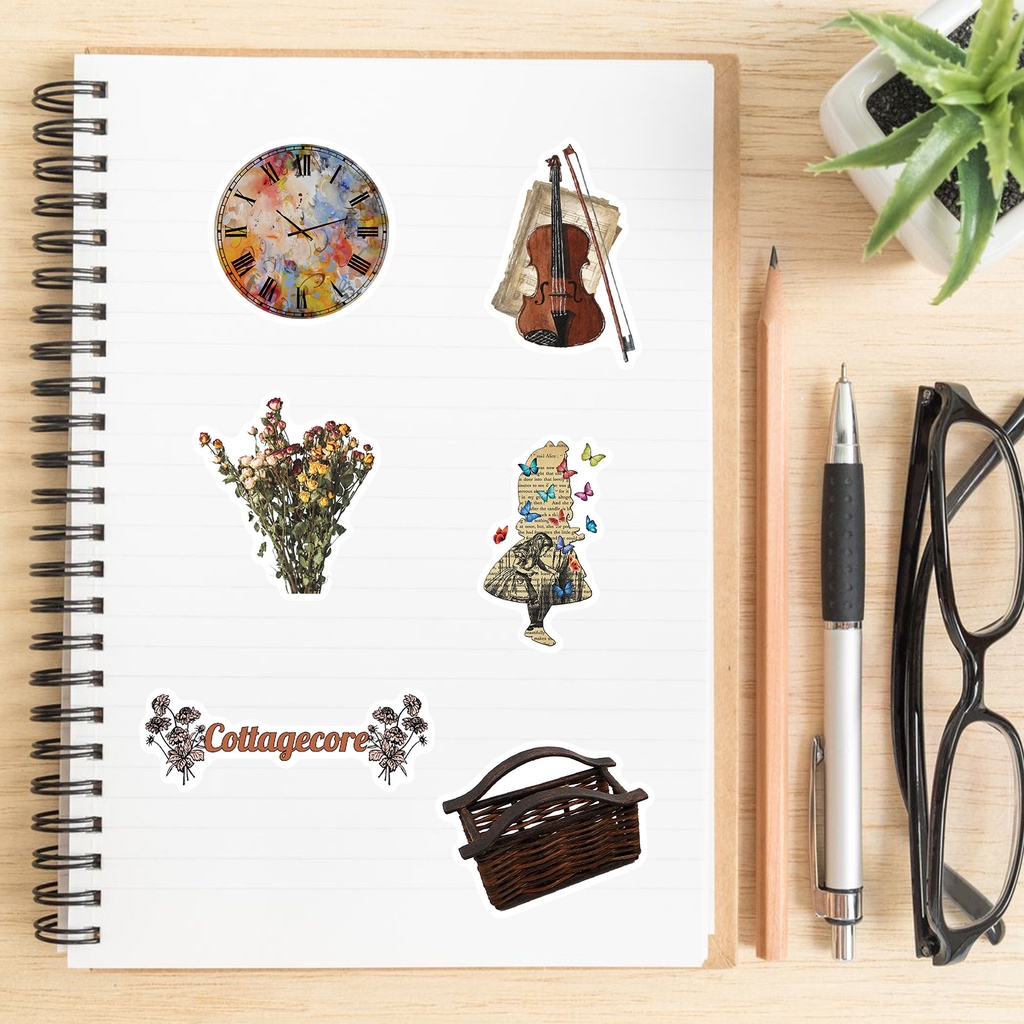 Sticker vintage dán laptop chống nước, hình dán mũ bảo hiểm, điện thoại, vali sét 50 miếng