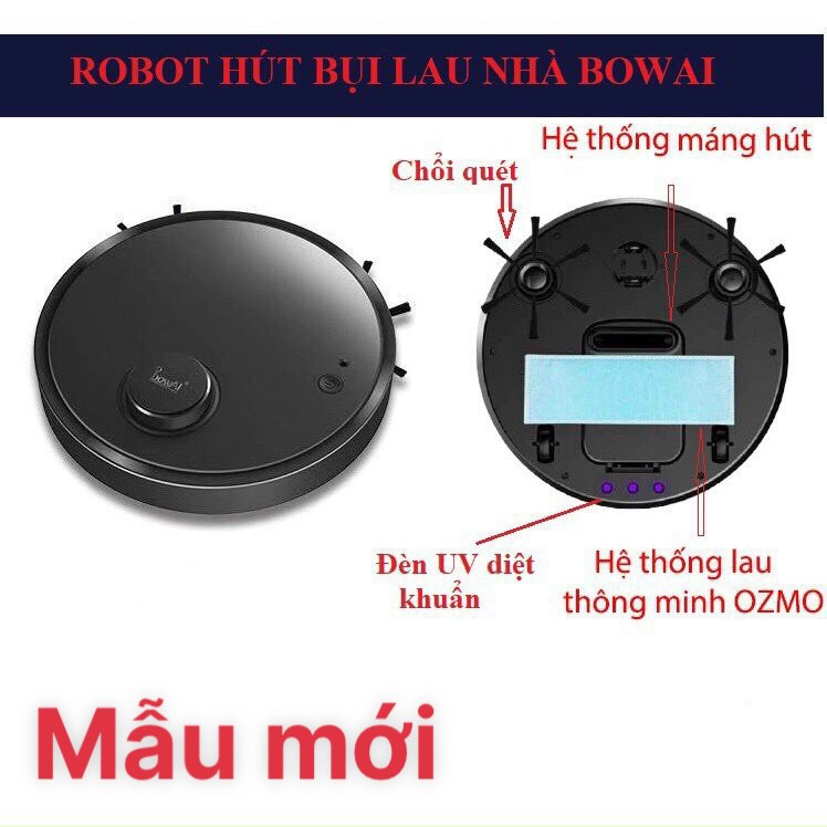 [CHÍNH HÃNG] Robot hút bụi lau nhà BOWAI thông minh, Sạc tự động