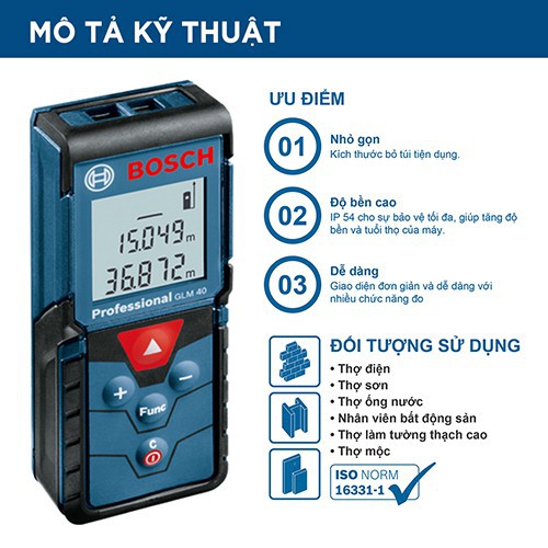 Máy đo khoảng cách laser Bosch GLM 40