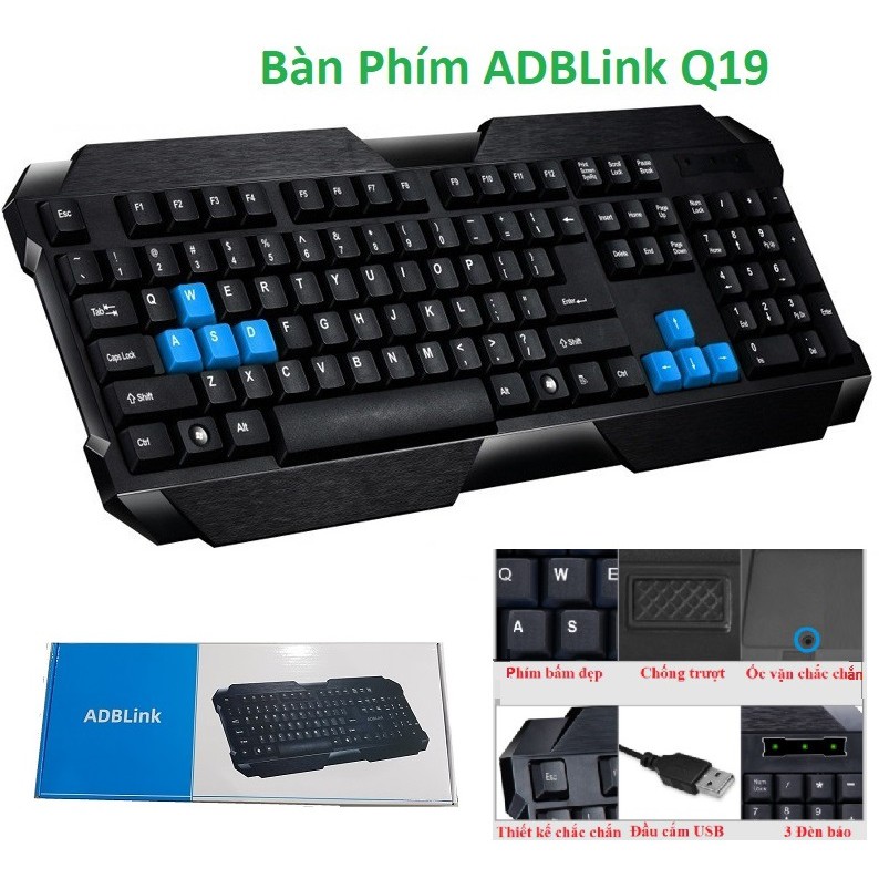Bàn Phím Máy Tính Có Dây ADB Link Q19 Cổng Usb