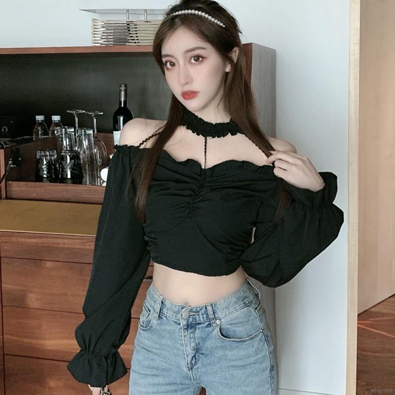 Áo Croptop Tay Loe Thiết Kế Trễ Vai Quyến Rũ