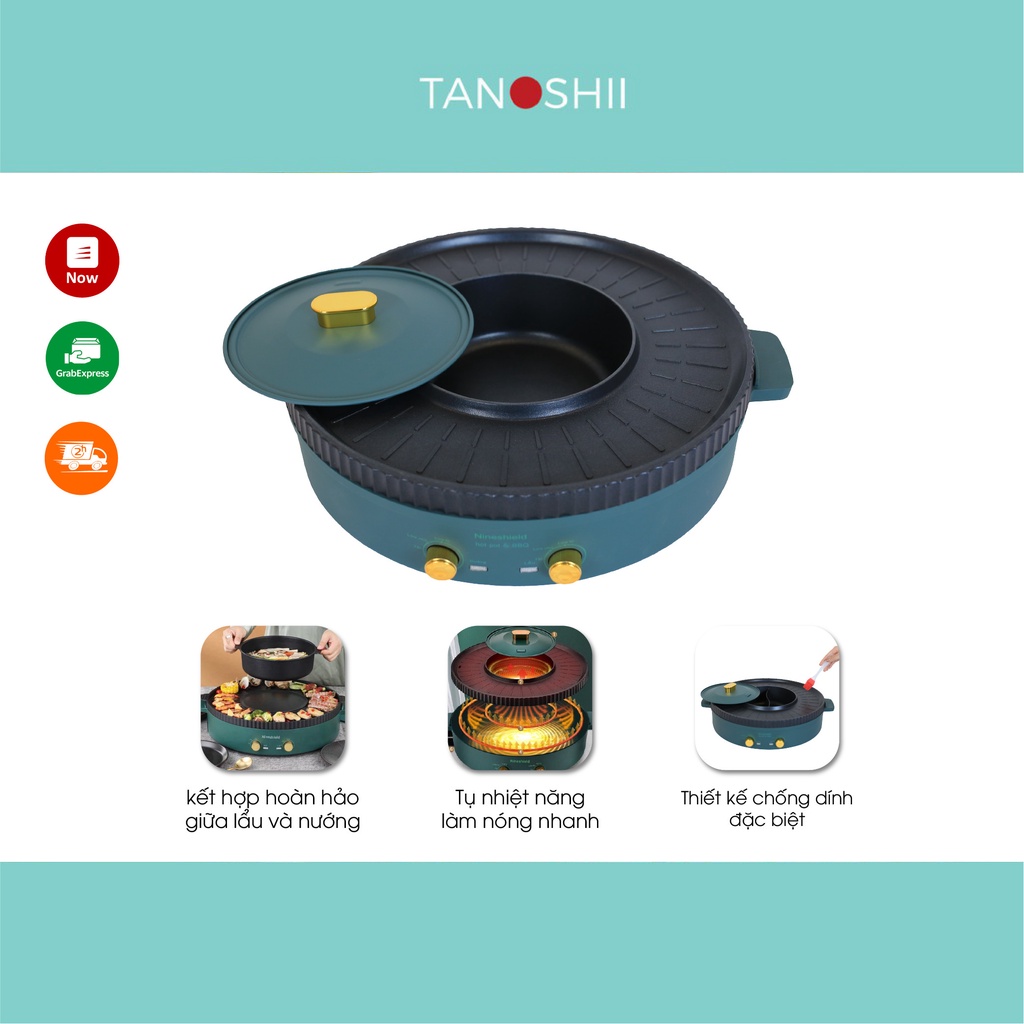 Nồi Lẩu Nướng Đa Năng 2 Trong 1 NineShield Chính hãng Nhật Bản KB 518 bảo hành 12 tháng