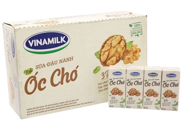 [Mã FMCGB1 giảm tối đa 80K cho đơn từ 250K] Thùng 48 hộp Sữa đậu nành Vinamilk hạt óc chó hộp 180ml/hộp