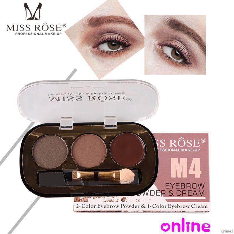 [Hàng mới về] Bảng phấn đánh lông mày MISS ROSE 3 màu đẹp mắt tiện dụng