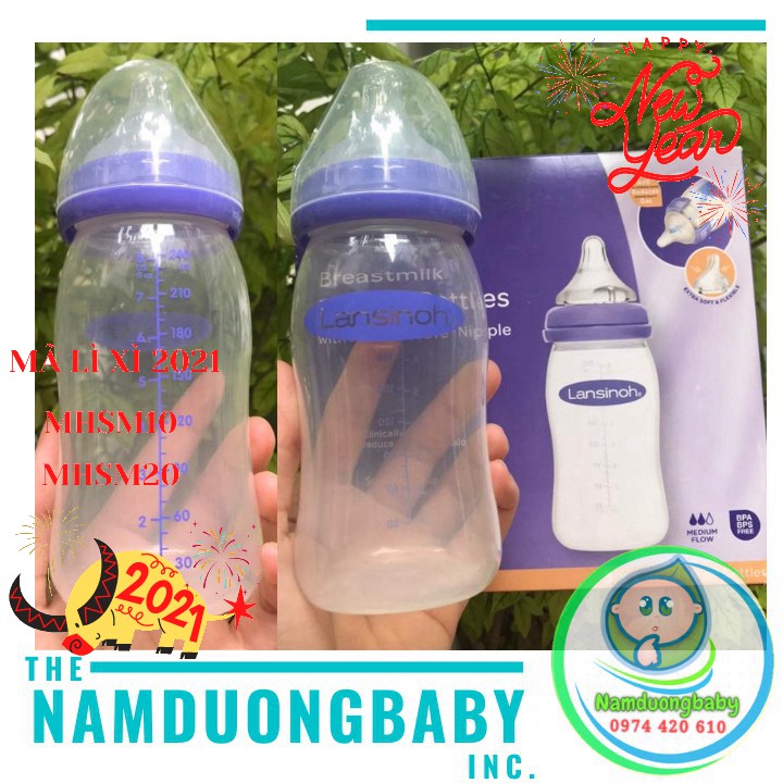 { BB223 } Bình Lansinoh Momma 240ml💝FREESHIP💝Núm Silicon siêu mềm giống ti mẹ ( MKBLN )