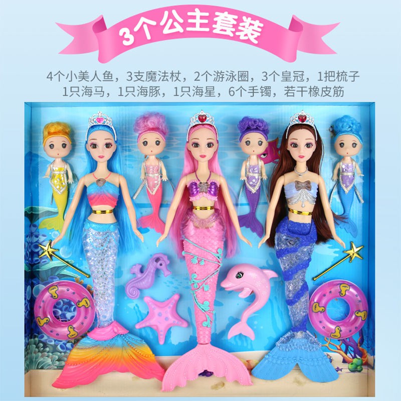 Bộ Đồ Chơi Búp Bê Barbie Nàng Tiên Cá Xinh Xắn Cho Bé Gái