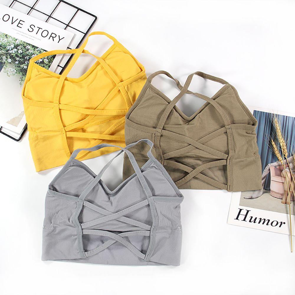Áo Croptop Sát Nách Có Mút Đệm Ngực Dây Đan Chéo Lưng Thời Trang Thể Thao Quyến Rũ Cho Nữ