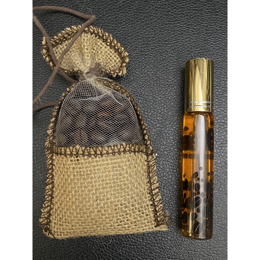 Túi thơm treo xe, túi cà phê khử mùi ô tô tặng kèm tinh dầu cà phê khử mùi xe hơi