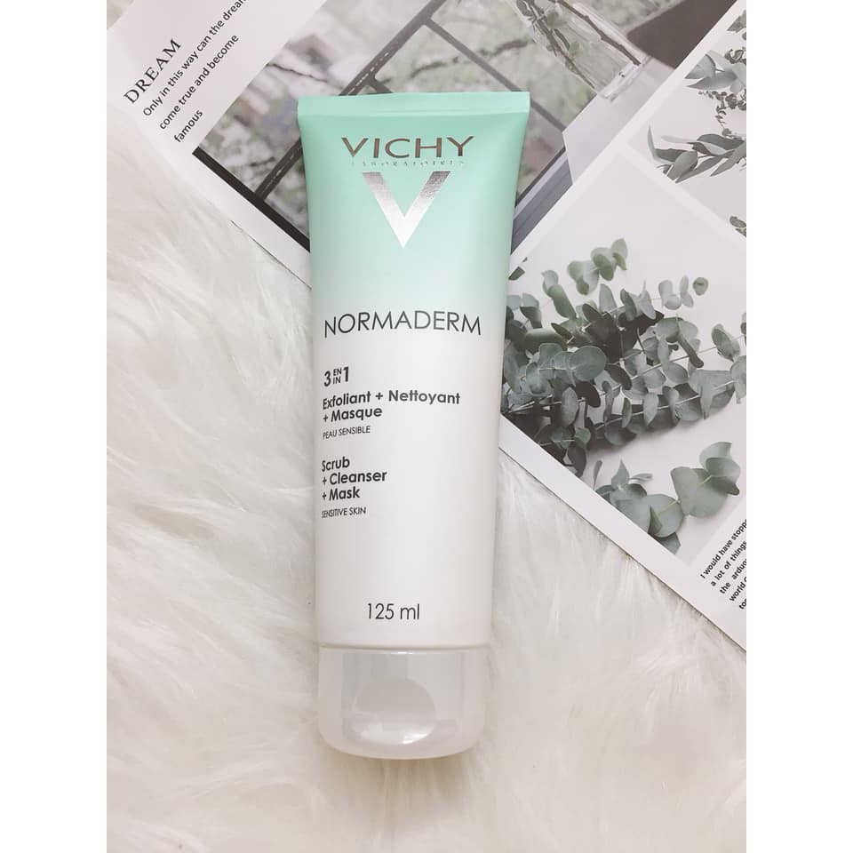 [SĂN SALE CÓ SẴN] VICHY NORMADERM 3IN1 - 3 công dụng trong 1 tuýp kem: TẨY TẾ BÀO CHẾT- SỮA RỬA MẶT- MẶT NẠ 125ml