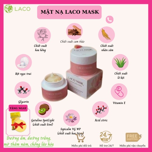 [Chính hãng] Mặt nạ sinh học Laco Mask trắng da, mờ thâm nám tàn nhang, cho da căng bóng trắng hồng, cấp ẩm