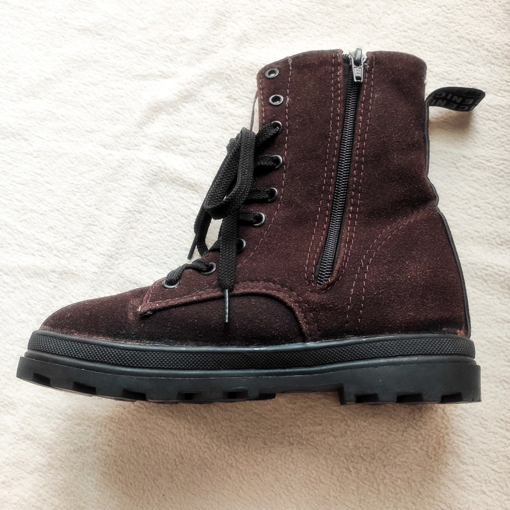 [2HAND] Giày boot da lộn màu nâu, có lớp lót bông (còn nguyên box) _ Size 36