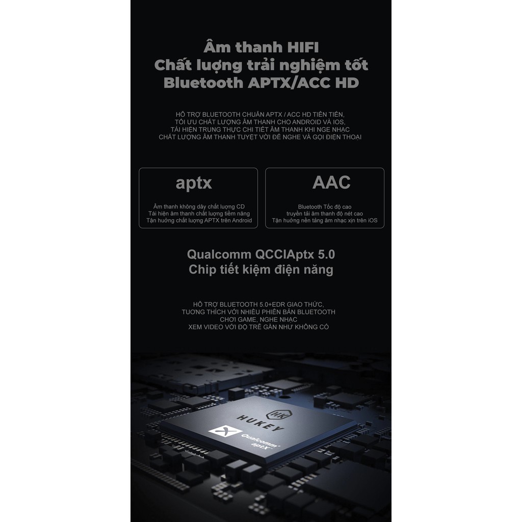 Tai Nghe Không Dây TW HUKEY H1 PRO - Siêu Bass- Chip Qualcomm APTX- Đối Thủ SABBAT ULTRA