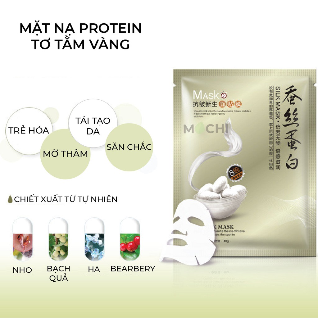 Mặt Nạ Tơ Tằm Thải Độc Dưỡng Trắng Da l Giảm Mụn Dầu l Cấp Ẩm Silk Mask Giấy Đắp Mặt One Spring Nội Địa Trung MOCHI SHOP