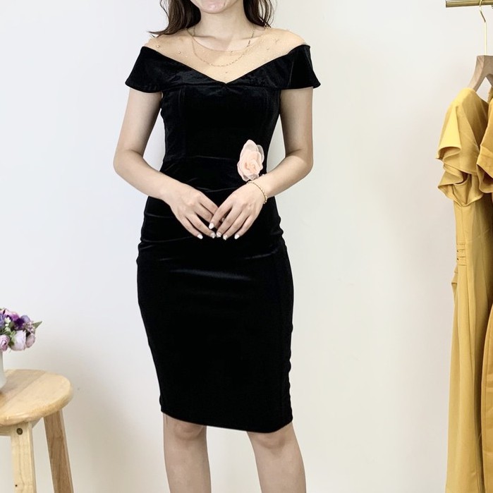 Đầm Body nhung tuyết trễ vai EMVY - V65 | BigBuy360 - bigbuy360.vn
