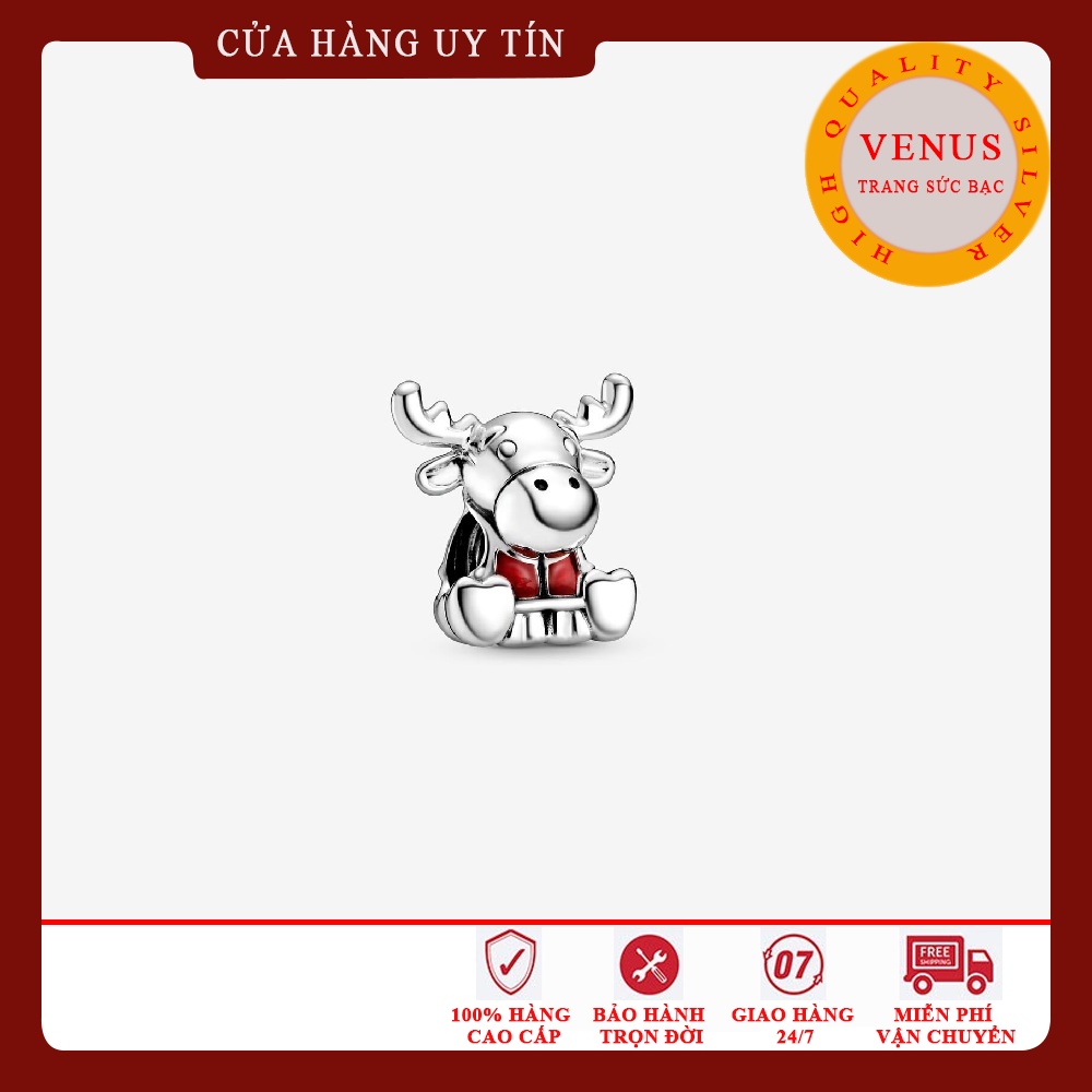 Hạt charm chú tuần lộc áo đỏ- S925 ALE- MSP CX082