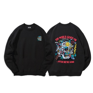 Áo sweater nam nữ local brand NIGUST The World Goes On N205 chất liệu nỉ da cá form rộng màu đen trắng Fullbox