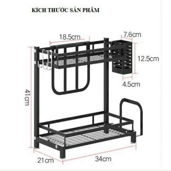 Kệ Đựng Gia Vị 2 Tầng Inox Phủ Sơn Tĩnh Điện Mẫu Mới Cao Cấp