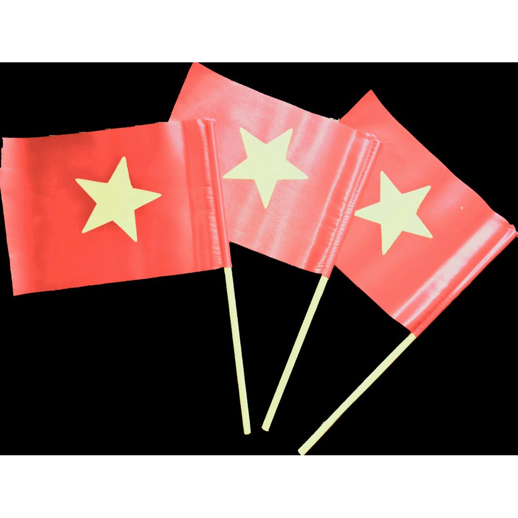 Cờ vẫy cầm tay lá cờ Việt Nam vải phi bóng cán nhựa