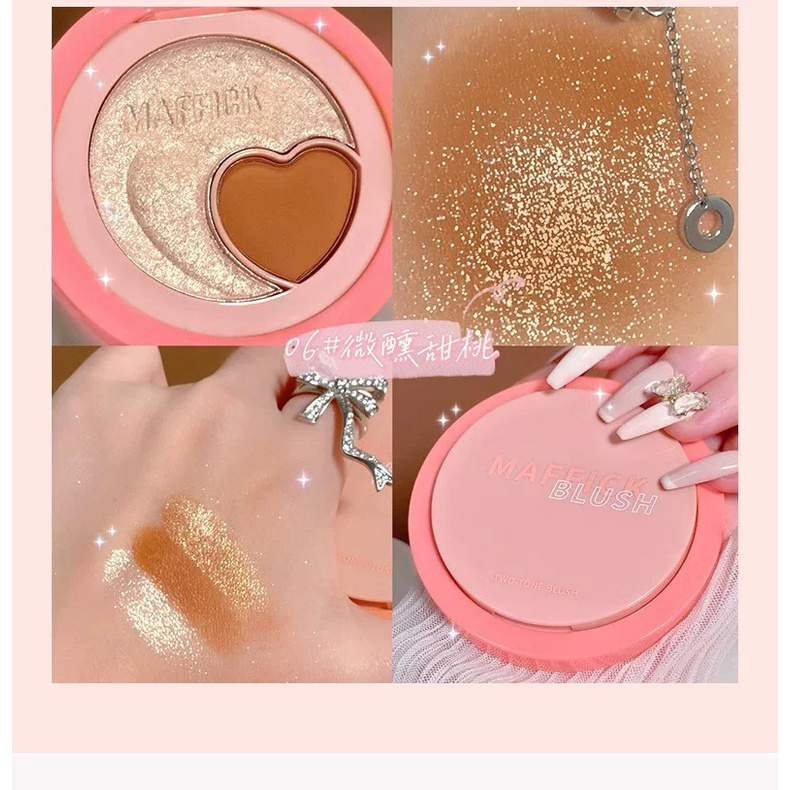 Bảng má hồng &amp; highlight Maffick Sweet Milk Peach Two-Tone Blush