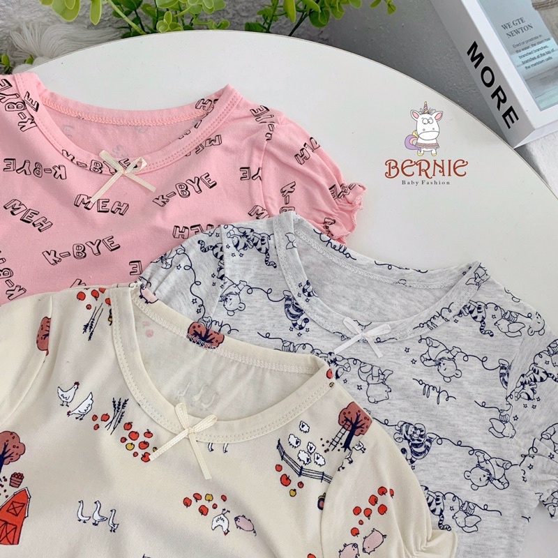 Áo cộc tay bé gái Bernie set 3 áo thun cotton tay bo cho bé từ 8-21kg - 21A037