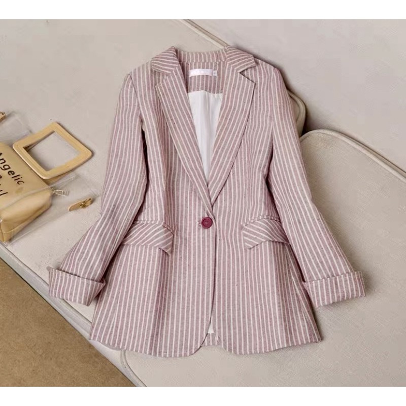 [ORDER]Vest Blazer Linen Sọc Đỏ Dài Tay