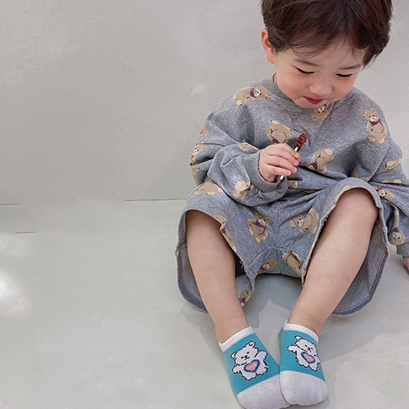 Bộ 5 Đôi Vớ Cổ Thấp In Họa Tiết Gấu / Chanh / Khủng Long Dễ Thương Thời Trang Mùa Hè Cho Bé Sơ Sinh