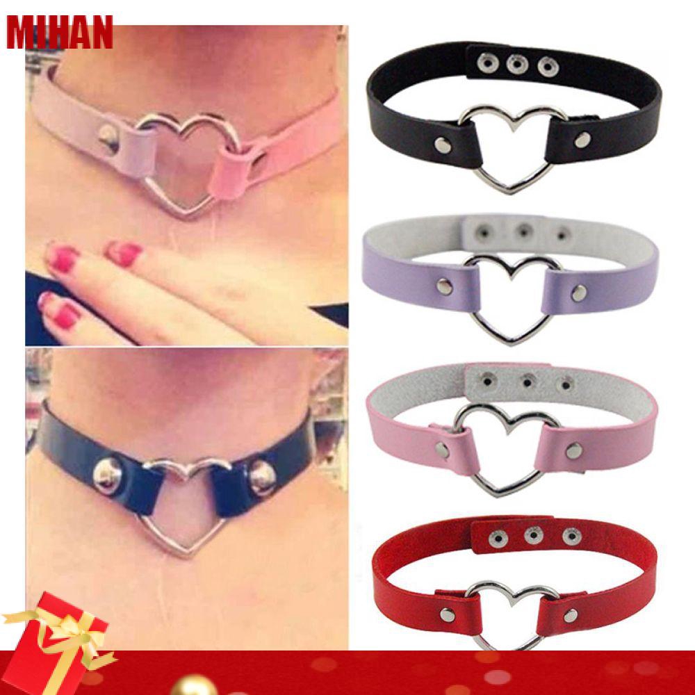 Vòng cổ choker bằng da PU mặt hình tim phong cách cá tính dành cho nữ