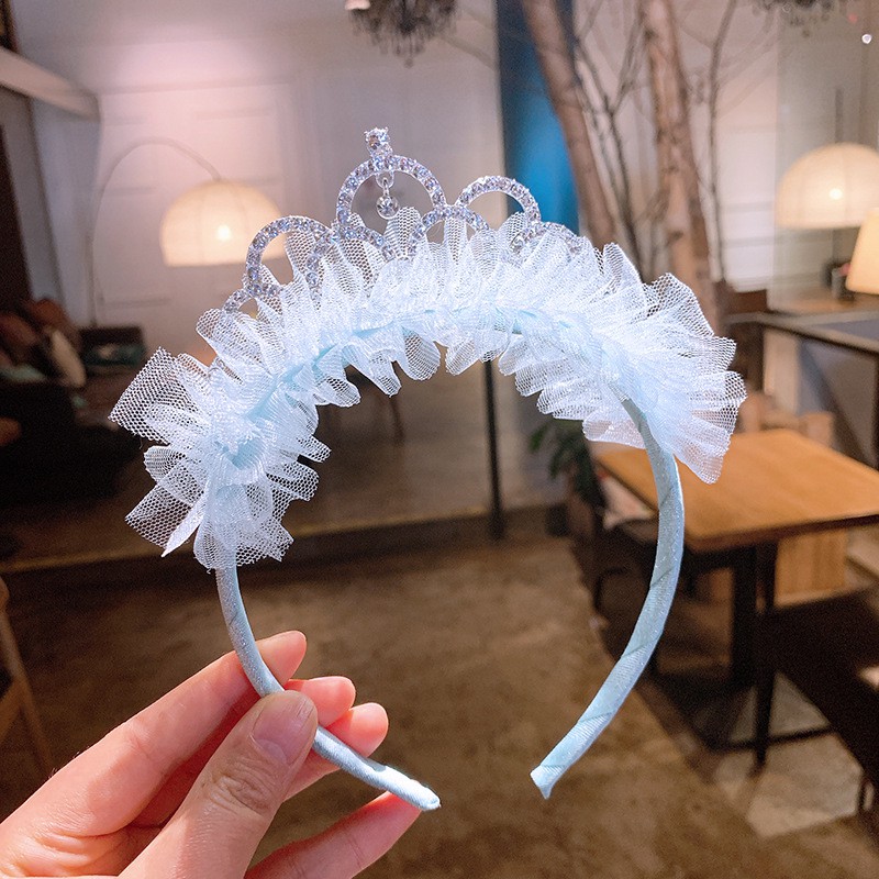 Cài tóc ren trẻ em hình vương miện công chúa đính đá lấp lánh