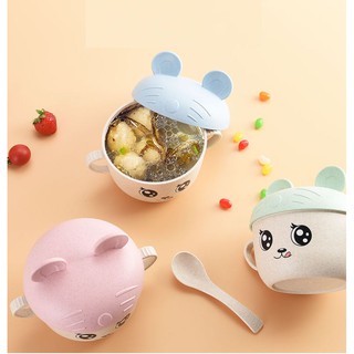 [0012] Bát ăn dặm lúa mạch - nhựa kèm thìa cho bé có nắp đậy