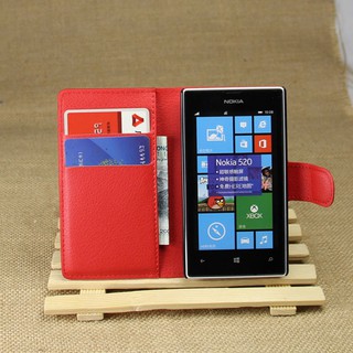 Bao Da Pu Nắp Gập Từ Tính Kiểu Ví Thời Trang Sang Trọng Cho Nokia Lumia 520