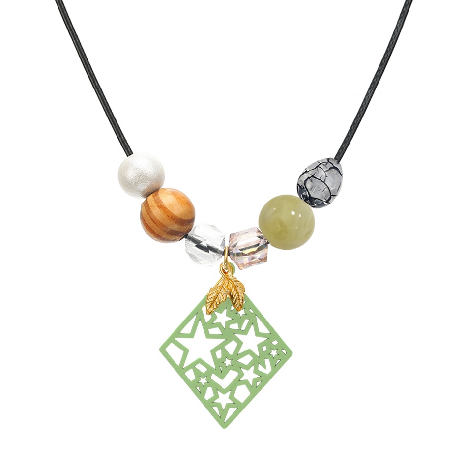 Vòng cổ Dáng Dài Mặt Tròn Phối Tua Rua Nhiều Màu Sắc Phong Cách Retro