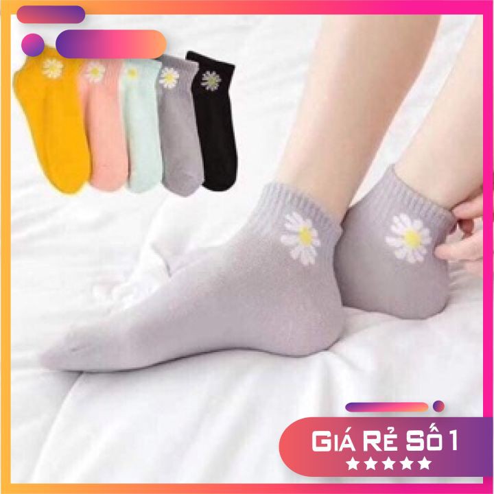 [RẺ VÔ ĐỊCH] Set 10 Đôi Tất Hoa Cúc Kèm Túi Xinh