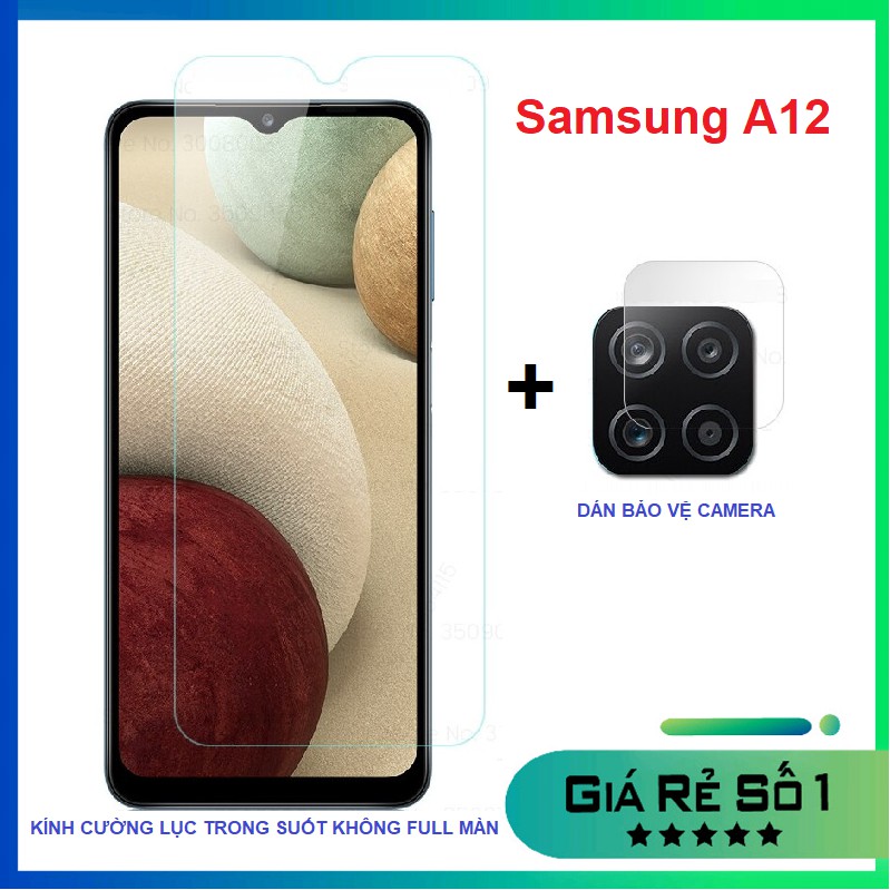 Combo Samsung A12 M12/ A22 4G M32 kính cường lực trong suốt không full màn+ dán bảo vệ camera trong suốt chống trầy xước