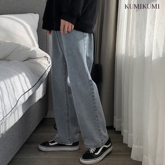 Quần JEAN dáng suông rộng, quần bò trơn form rộng nam dễ phối đồ -Q9- Chất jean đẹp - cam kết giặt không phai màu