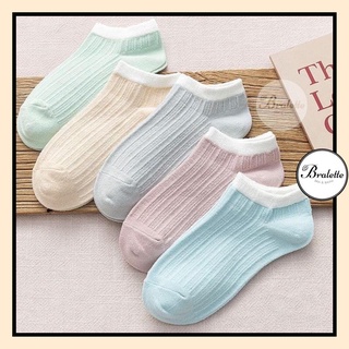 Vớ tất nữ cổ thấp ngắn, màu trơn pastel, phong cách Hàn Quốc, chất mỏng đi được mùa hè thu T001