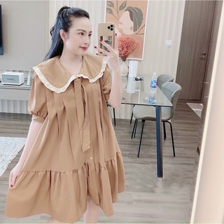 Đầm váy freesize kem đuôi cá cổ bèo