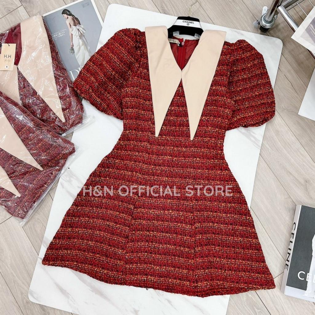 Váy nữ dạ tay bồng dự tiệc Đầm xòe thiết kế xinh đẹp sang chảnh HN Clothing V39 | BigBuy360 - bigbuy360.vn