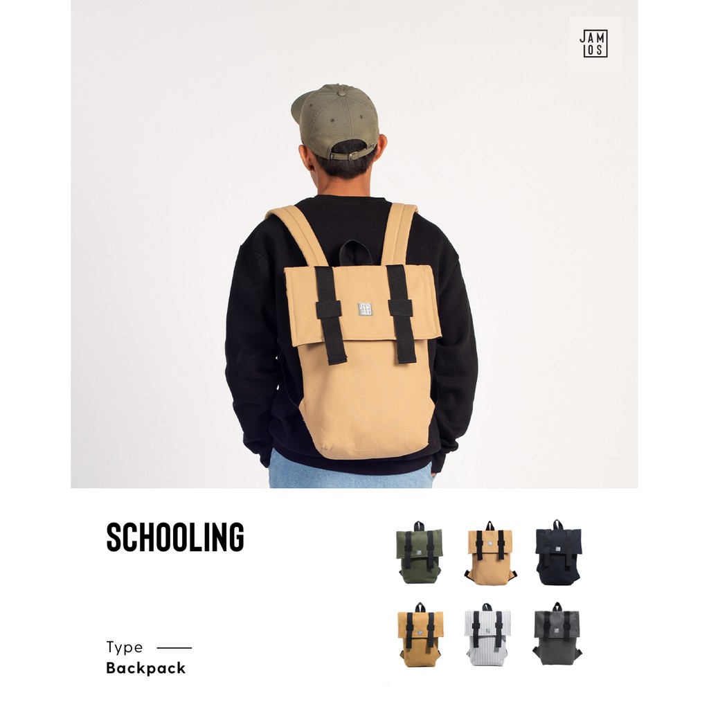 Jamlos Schooling Backpack - Balo vải canvas thời trang gọn nhẹ đi học đi làm vừa laptop 13&quot; 14&quot; tập sách A4