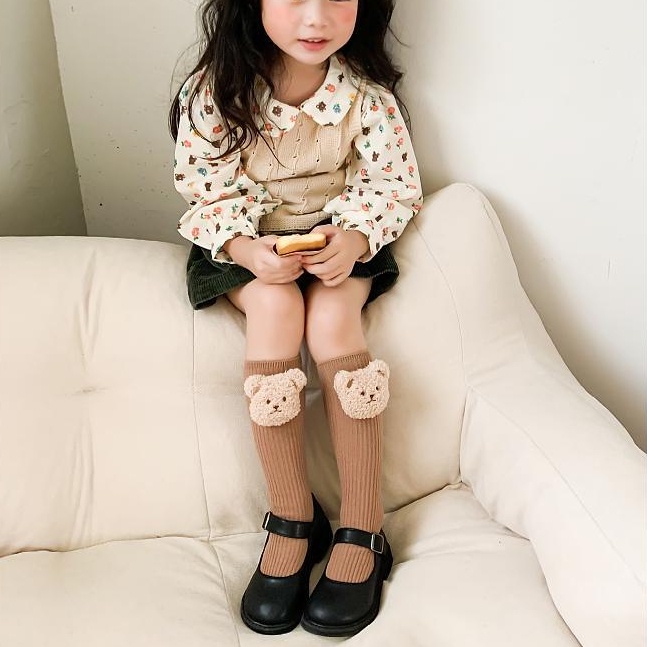 Vớ Cotton Cổ Cao Thời Trang Hàn Quốc Dành Cho Bé Gái