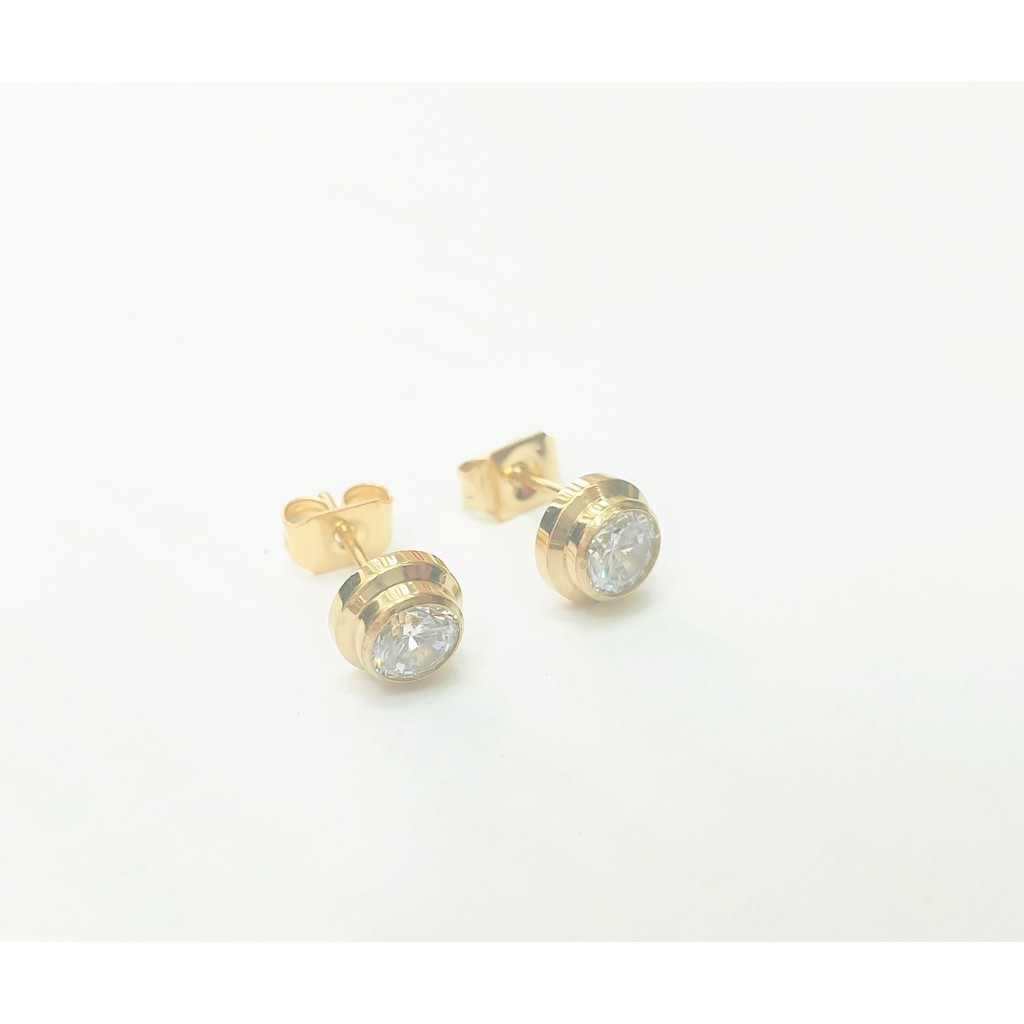 (Sáng đẹp- Không kiêng nước) Khuyên Tai 1 Hạt Xoàn Titanium Cao Cấp- Dùng bền màu tắm rửa không đen
