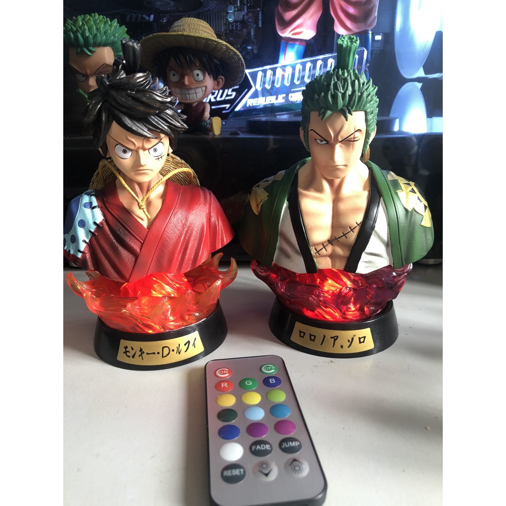 Mô hình One Piece Luffy và Zoro cao 16cm hiệu ứng led RBG có điều khiển từ xa fullbox