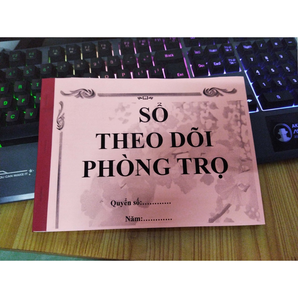 Sổ theo dõi phòng trọ đơn giản/nhỏ xinh đầy đủ chi tiết màu ngẫu nhiên hoặc khách tùy ý chọn (Vàng, Hồng, Xanh lục)