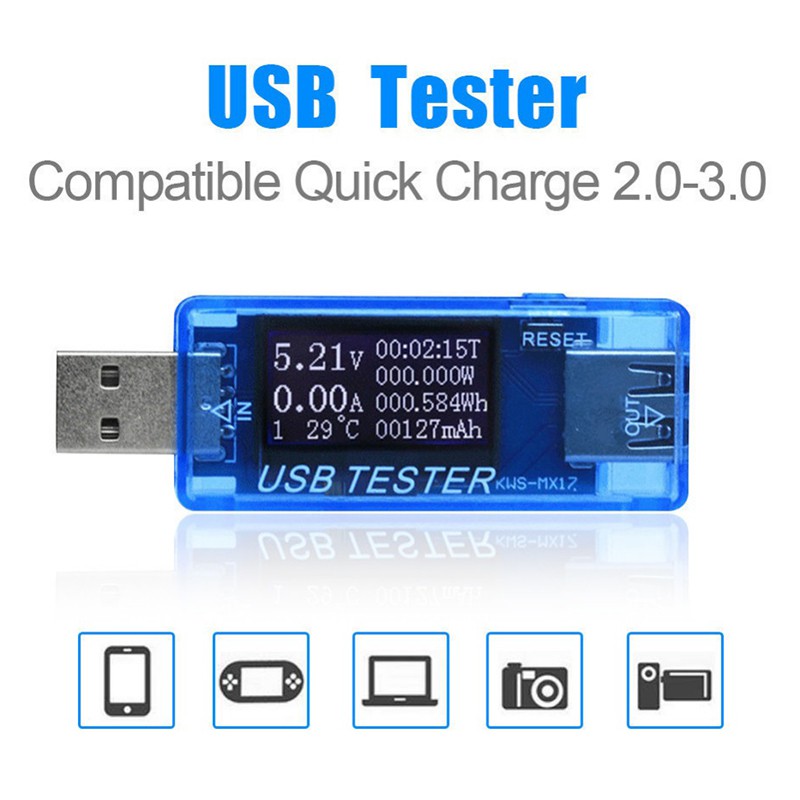 8 trong 1 QC2.0 3.0 4-30V Nguồn điện Công suất USB Máy đo điện áp đo dòng điện theo dõi vôn kế ampe kế