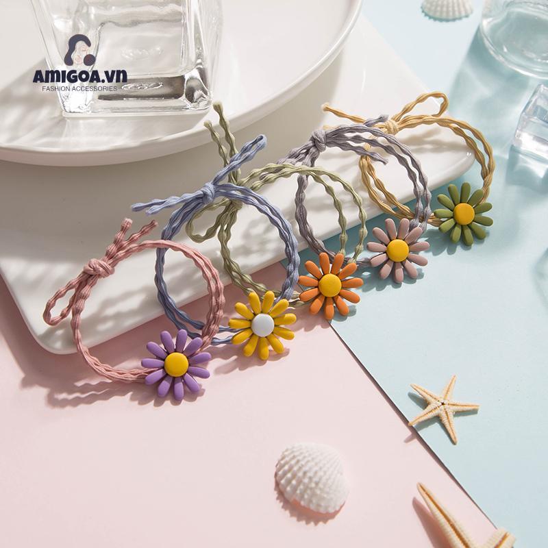 Dây Buộc Tóc Cao Su Họa Tiết Hoa Cúc Dễ Thương Xinh Xắn