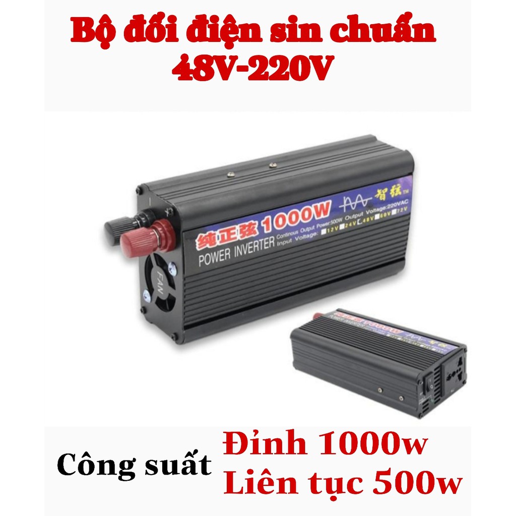 [Mã 44ELSALE2 giảm 7% đơn 300K] Bộ đổi điên sin chuẩn 1000W 48V sang 220V - ZX 48V-1000W