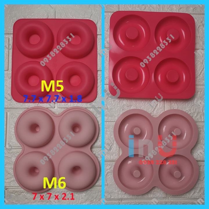 HCM - Khuôn silicon mẫu hình bánh Donut làm kẹo dẻo, râu câu, bánh bông lan nướng mini BSI
